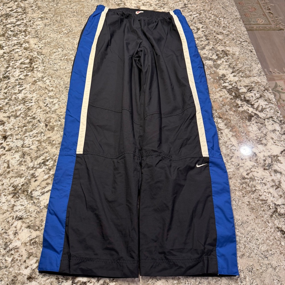 Vintage 1990s Nike Windbreaker Track Pants Black Blue XL